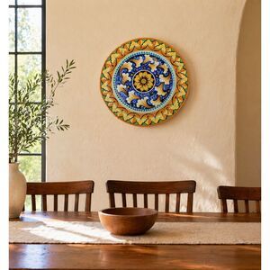 Vintage Italian Majolica Wall Plate Hand Painted Ceramic Bowl Perconte Decor